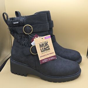 Muk Luks Boot Womens Finley FaithFaux-Fur Lined Women’s Black Sz. 8.5